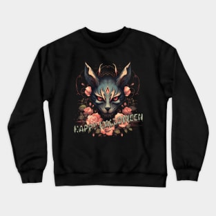 Malevolent Meow: Happy Halloween Evil Cat Design Crewneck Sweatshirt